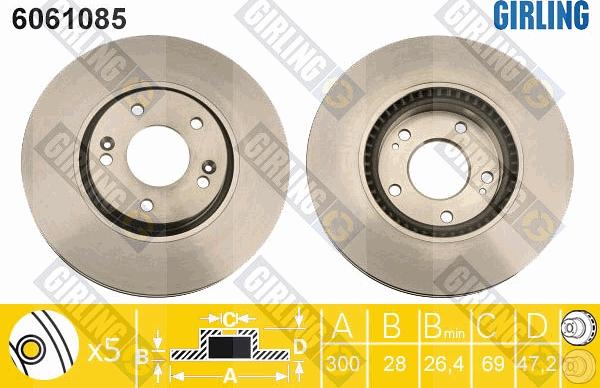 Girling 6061085 - Спирачен диск vvparts.bg