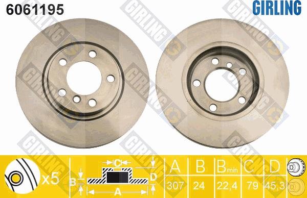 Girling 6061195 - Спирачен диск vvparts.bg