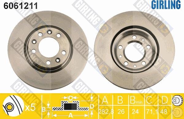 Girling 6061211 - Спирачен диск vvparts.bg