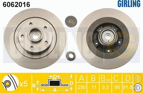 Girling 6062016 - Спирачен диск vvparts.bg