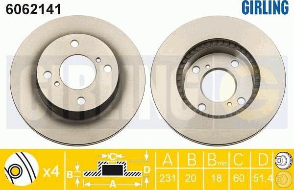 Girling 6062141 - Спирачен диск vvparts.bg