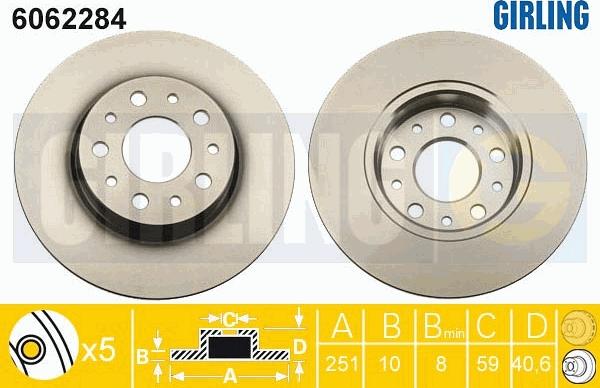 Girling 6062284 - Спирачен диск vvparts.bg