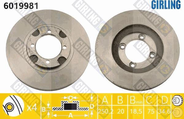 Girling 6019981 - Спирачен диск vvparts.bg