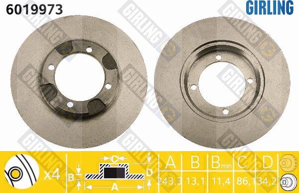 Girling 6019973 - Спирачен диск vvparts.bg