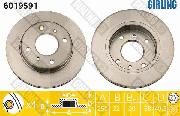 Girling 6019591 - Спирачен диск vvparts.bg