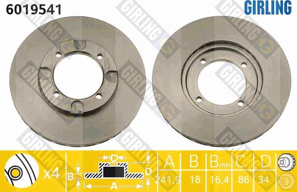 Girling 6019541 - Спирачен диск vvparts.bg