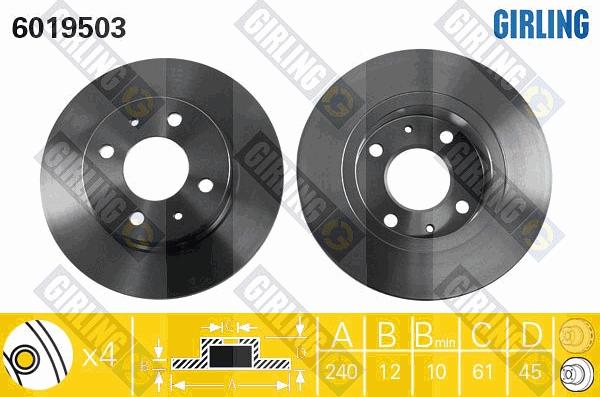 Girling 6019503 - Спирачен диск vvparts.bg