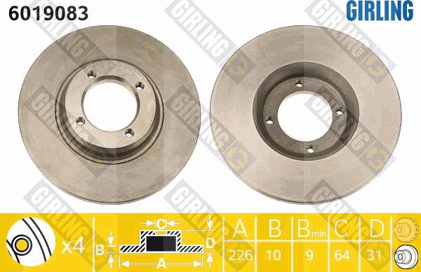 Girling 6019083 - Спирачен диск vvparts.bg