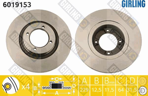 Girling 6019153 - Спирачен диск vvparts.bg