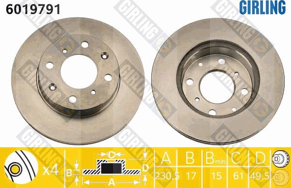 Girling 6019791 - Спирачен диск vvparts.bg