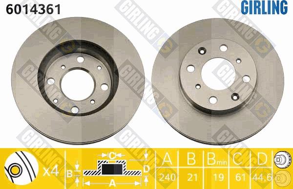 Girling 6014361 - Спирачен диск vvparts.bg