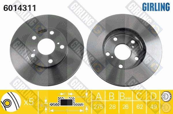 Girling 6014311 - Спирачен диск vvparts.bg