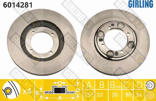 Girling 6014281 - Спирачен диск vvparts.bg