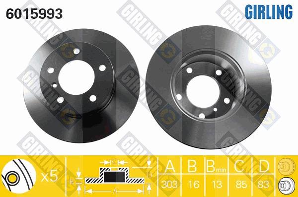 Girling 6015993 - Спирачен диск vvparts.bg