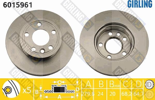 Girling 6015961 - Спирачен диск vvparts.bg