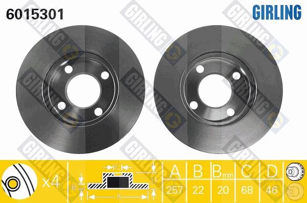 Girling 6015301 - Спирачен диск vvparts.bg