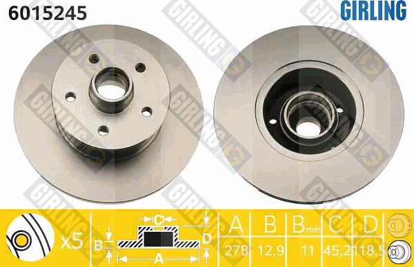 Girling 6015245 - Спирачен диск vvparts.bg