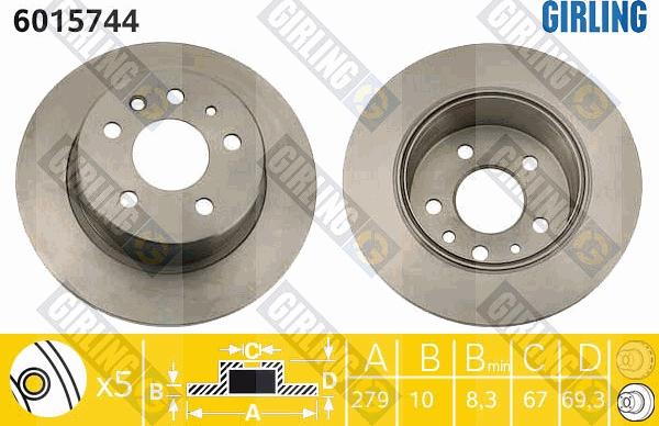 Girling 6015744 - Спирачен диск vvparts.bg