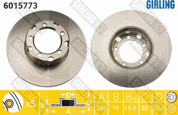 Girling 6015773 - Спирачен диск vvparts.bg