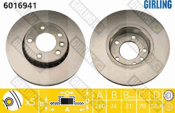 Girling 6016941 - Спирачен диск vvparts.bg