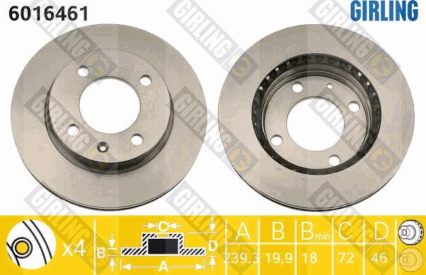 Girling 6016461 - Спирачен диск vvparts.bg