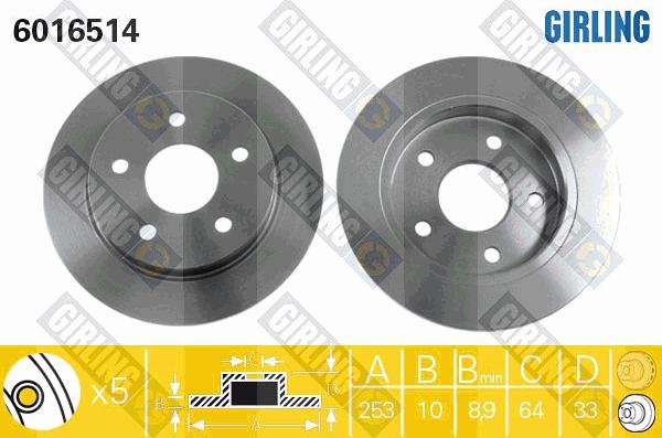 Girling 6016514 - Спирачен диск vvparts.bg