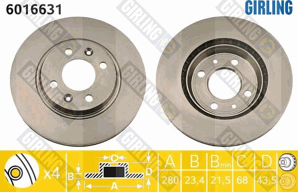 Girling 6016631 - Спирачен диск vvparts.bg