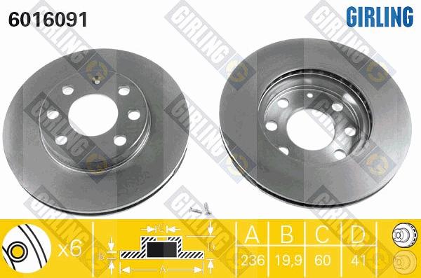 Girling 6016091 - Спирачен диск vvparts.bg