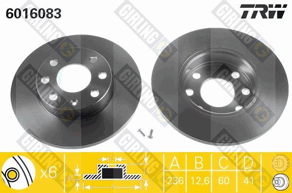 Girling 6016083 - Спирачен диск vvparts.bg