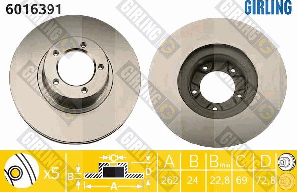 Girling 6016391 - Спирачен диск vvparts.bg