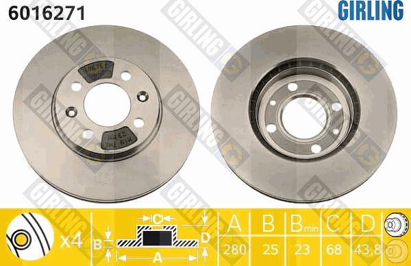 Girling 6016271 - Спирачен диск vvparts.bg