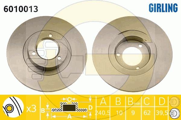 Girling 6010013 - Спирачен диск vvparts.bg