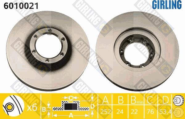 Girling 6010021 - Спирачен диск vvparts.bg