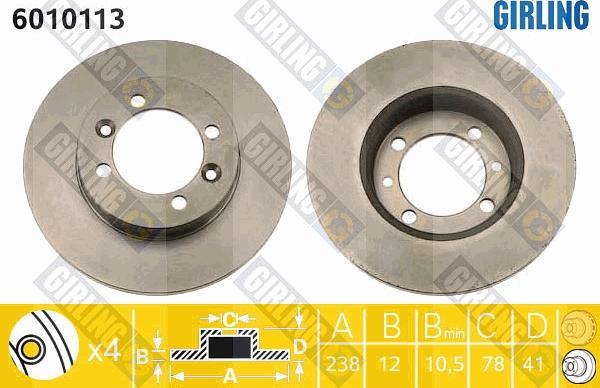 Girling 6010113 - Спирачен диск vvparts.bg