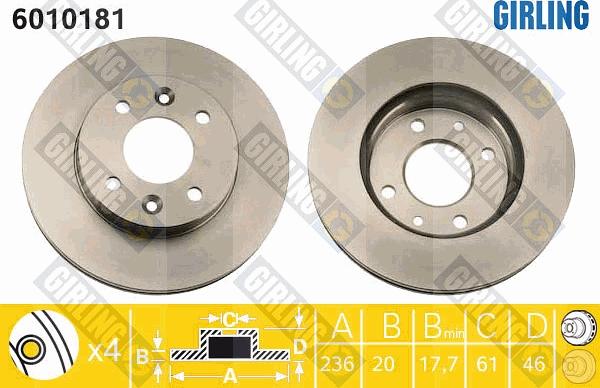 Girling 6010181 - Спирачен диск vvparts.bg