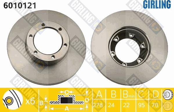 Girling 6010121 - Спирачен диск vvparts.bg