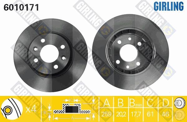 Girling 6010171 - Спирачен диск vvparts.bg