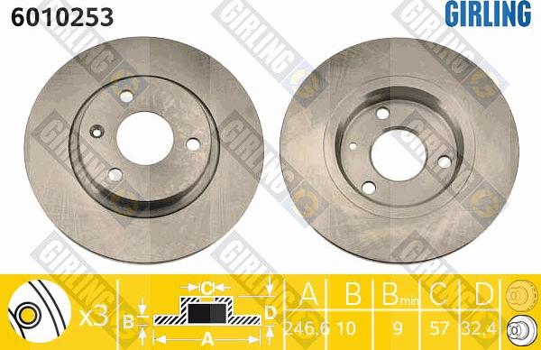 Girling 6010253 - Спирачен диск vvparts.bg