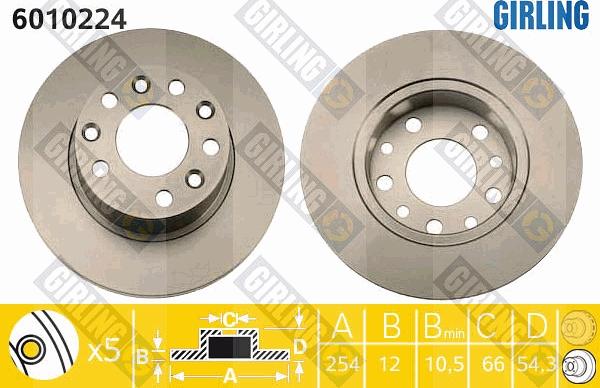 Girling 6010224 - Спирачен диск vvparts.bg