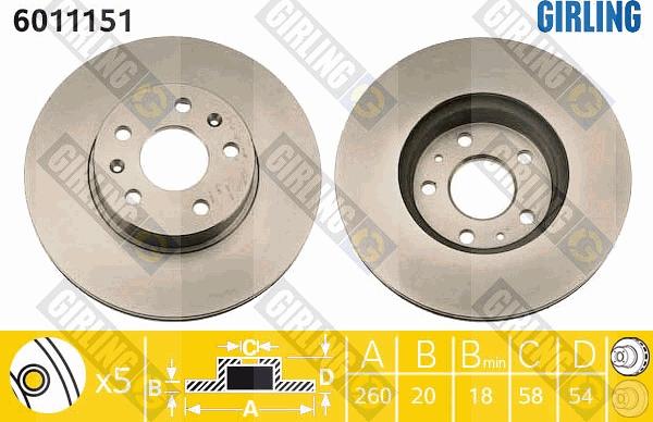 Girling 6011151 - Спирачен диск vvparts.bg