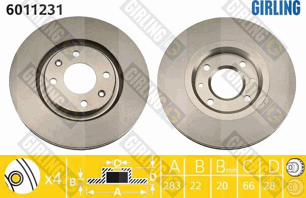 Girling 6011231 - Спирачен диск vvparts.bg