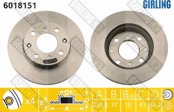 Girling 6018151 - Спирачен диск vvparts.bg