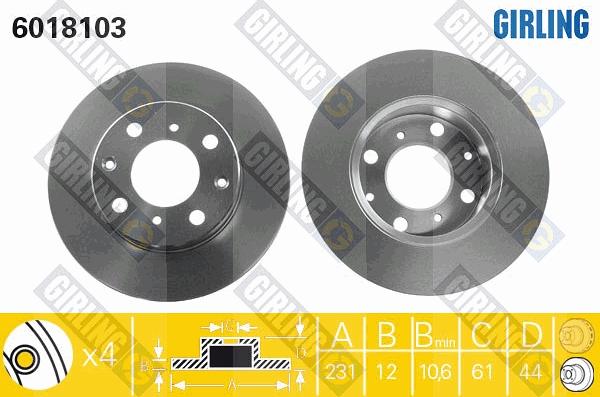 Girling 6018103 - Спирачен диск vvparts.bg