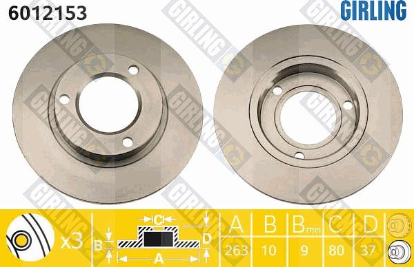 Girling 6012153 - Спирачен диск vvparts.bg