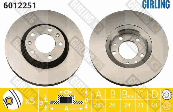 Girling 6012251 - Спирачен диск vvparts.bg