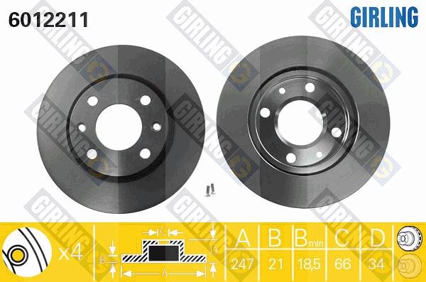 Girling 6012211 - Спирачен диск vvparts.bg