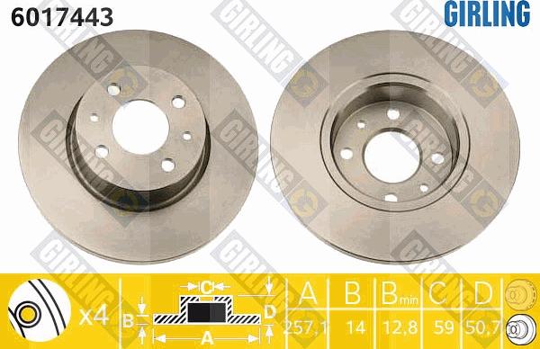 Girling 6017443 - Спирачен диск vvparts.bg