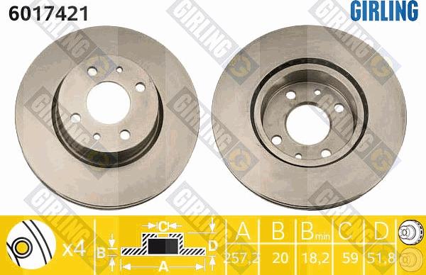 Girling 6017421 - Спирачен диск vvparts.bg