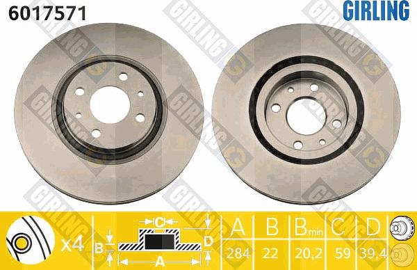 Girling 6017571 - Спирачен диск vvparts.bg