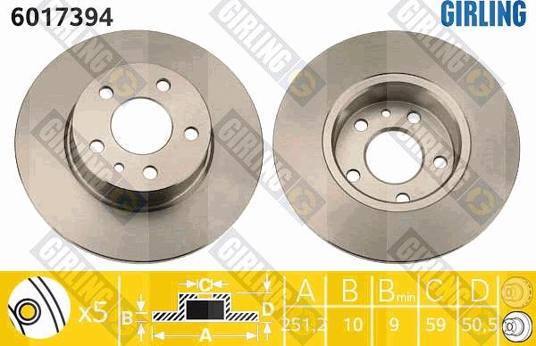 Girling 6017394 - Спирачен диск vvparts.bg